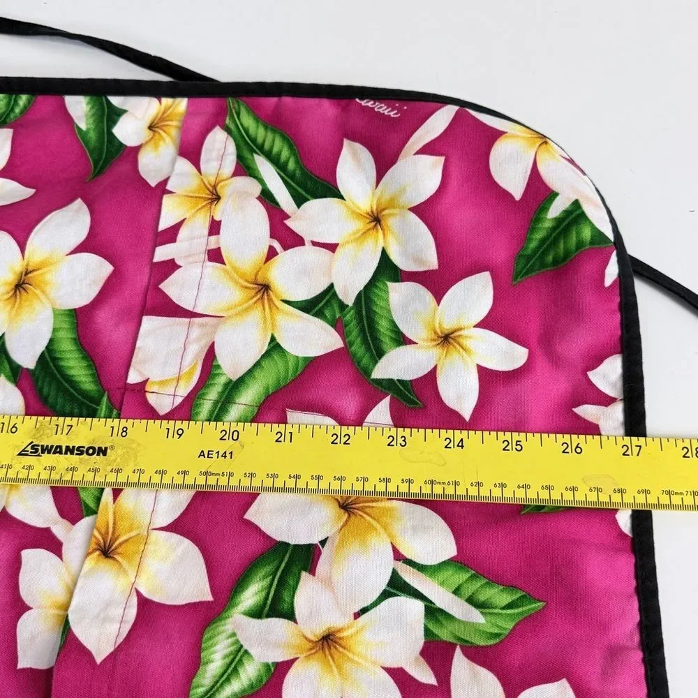 Aloha Hawaiian Floral Reversible Full Apron with Pockets Pink Purple OS